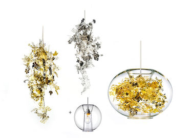 le pendant accrochant de globe de l'embrouillement 100W allume l'éclairage de boule en verre avec la couleur d'or