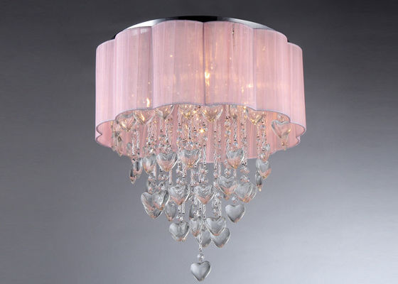 Cristal en forme de coeur de lampe moderne rose de plafond pour la chambre à coucher