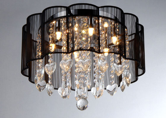 Lustre moderne de salon de 6 lumières allumant la toile noire