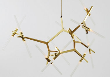 L'or de luxe de projet de villa a mené le style moderne pendant en aluminium de lumières de lustre