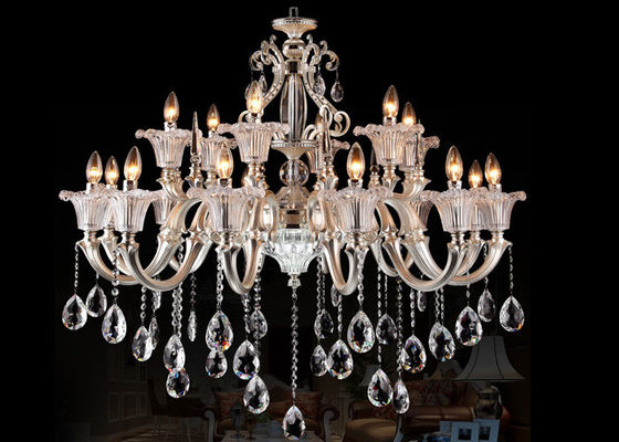 Coutume grand lustre moderne de 2 couches allumant la lumière 18 avec les ampoules incandescentes/LED