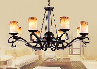 Lampe contemporaine de lustres de verre soufflé de fer travaillé pour le salon/chambre à coucher