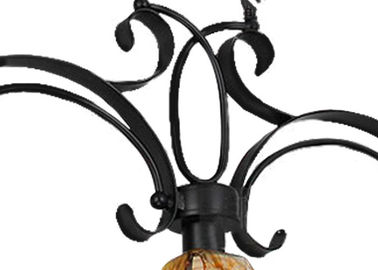 Lumière unique/rustique/rétro d'ombre de lustre en verre ambre de fer travaillé du style 3, base E27