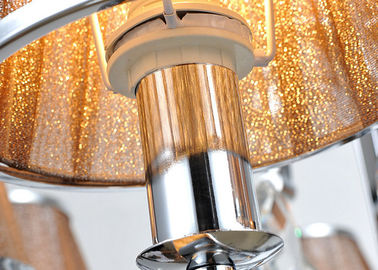 Le lustre en cristal de luxe 8 d'ombre de tissu de café s'allume pour l'hôtel/villa/salle à manger