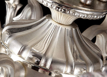 Lumière pendante de la perle 8 de zinc léger d'argent, lustre moderne en cristal de style européen luxueux