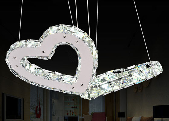 Double lustre en cristal de luxe moderne en forme de coeur avec la chaîne réglable de 75cm