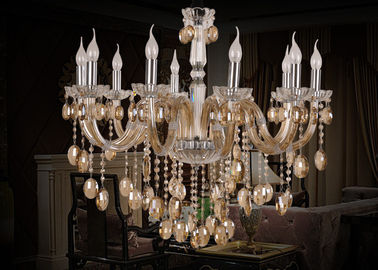 Lustre en cristal de luxe du cognac 10 léger, lustres pendants en verre modernes