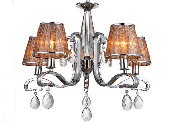Passez la lumière contemporaine de luxe d'intérieur légère/lampe au bichromate de potasse de 5 lustres avec l'ombre de tissu