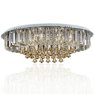 Plafonnier en cristal de luxe rond fait sur commande avec la baisse en verre de perle pour la maison/salon