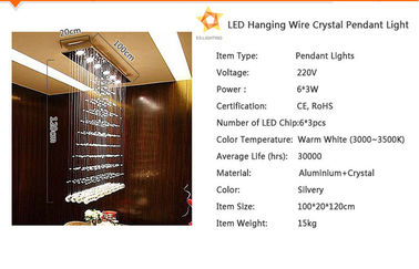 220V/110v refroidissent le finissage d'or en cristal blanc de plafonniers de 18W LED