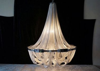 Lumière intérieure moderne de lustre de chaîne en métal de couleur de nickel de chrome de vente de grand lustre de luxe chaud d'hôtel pour des villas d'hôtel