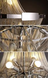 Lumière intérieure moderne de lustre de chaîne en métal de couleur de nickel de chrome de vente de grand lustre de luxe chaud d'hôtel pour des villas d'hôtel