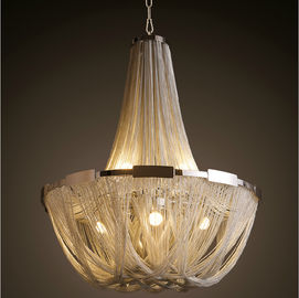 Lumière intérieure moderne de lustre de chaîne en métal de couleur de nickel de chrome de vente de grand lustre de luxe chaud d'hôtel pour des villas d'hôtel
