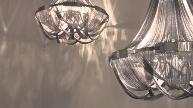 Éclairage intérieur de suspension de chaîne en métal de chrome lustres modernes de luxe de villas de grands