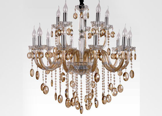 Lustres modernes en verre d'hôtel d'art de luxe grands avec le cognac plaqué 1500W
