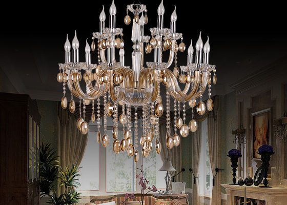 Lustres modernes en verre d'hôtel d'art de luxe grands avec le cognac plaqué 1500W