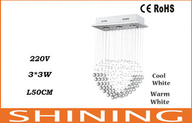 Lumière en cristal pendante de salle à manger, 3pcs * le lustre 3W s'allume