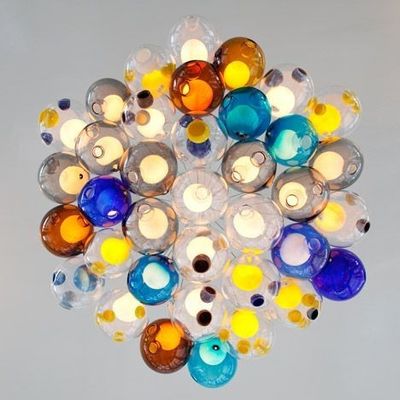 Double lampe pendante colorée accrochante créative des plafonniers de couverture en verre LED G9