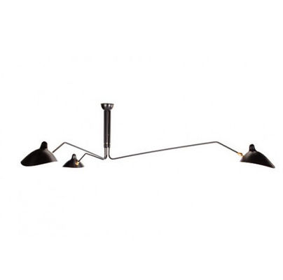 Plafonniers noirs, lampe incurvée de lustre de plafond de bras du fer trois de fantaisie