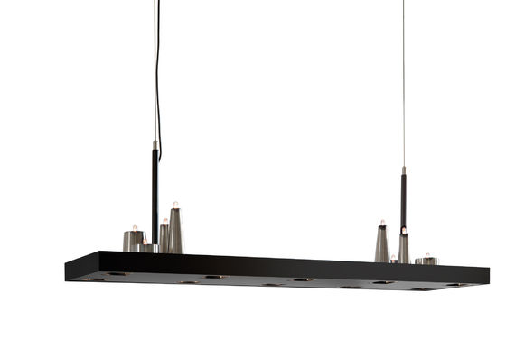 L'île rectangulaire de plat en métal a mené le plafond accrochant des lumières G4 des lumières 8 de lustre