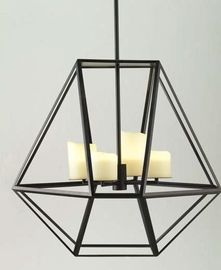 L'intérieur en verre de bougie a mené des lumières de lustre, lampe pendante noire large de cage de fer
