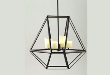L'intérieur en verre de bougie a mené des lumières de lustre, lampe pendante noire large de cage de fer