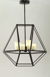 L'intérieur en verre de bougie a mené des lumières de lustre, lampe pendante noire large de cage de fer