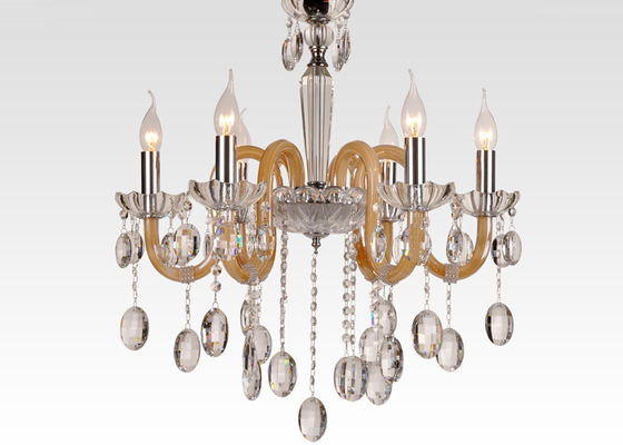 Appareils d'éclairage de lustre décoratif ambre moderne américain d'art pour la salle de conférence, six lumières