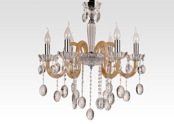 Appareils d'éclairage de lustre décoratif ambre moderne américain d'art pour la salle de conférence, six lumières