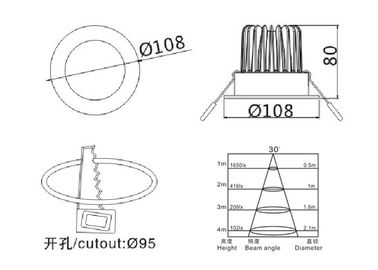 1320Lm 12 watt Downlights en aluminium/Downlights enfoncé mené résidentiel