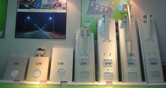 Réverbères solaires tout-en-un extérieurs purs élevés du blanc IP66 LED du lumen 50W
