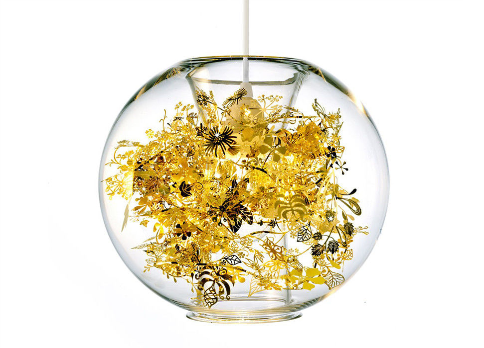 le pendant accrochant de globe de l'embrouillement 100W allume l'éclairage de boule en verre avec la couleur d'or