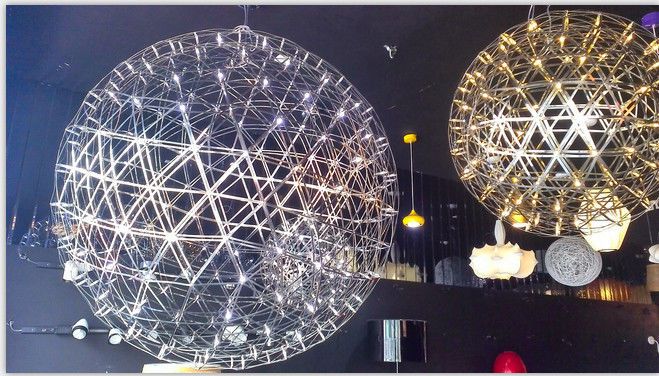 Boule ronde moderne d'acier inoxydable de lumière de suspension la grande a formé la lampe pendante pour la décoration à la maison